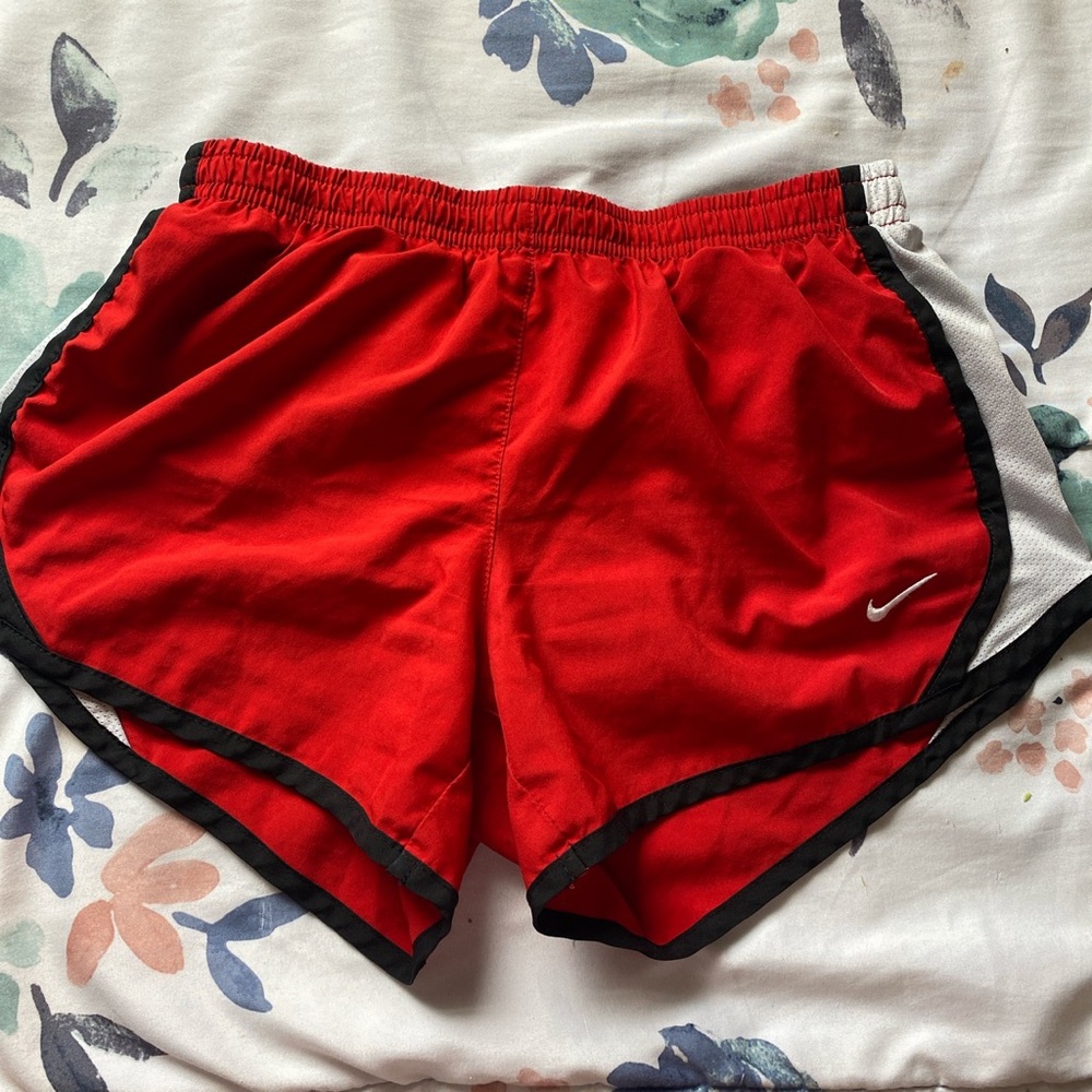 red used nike shorts